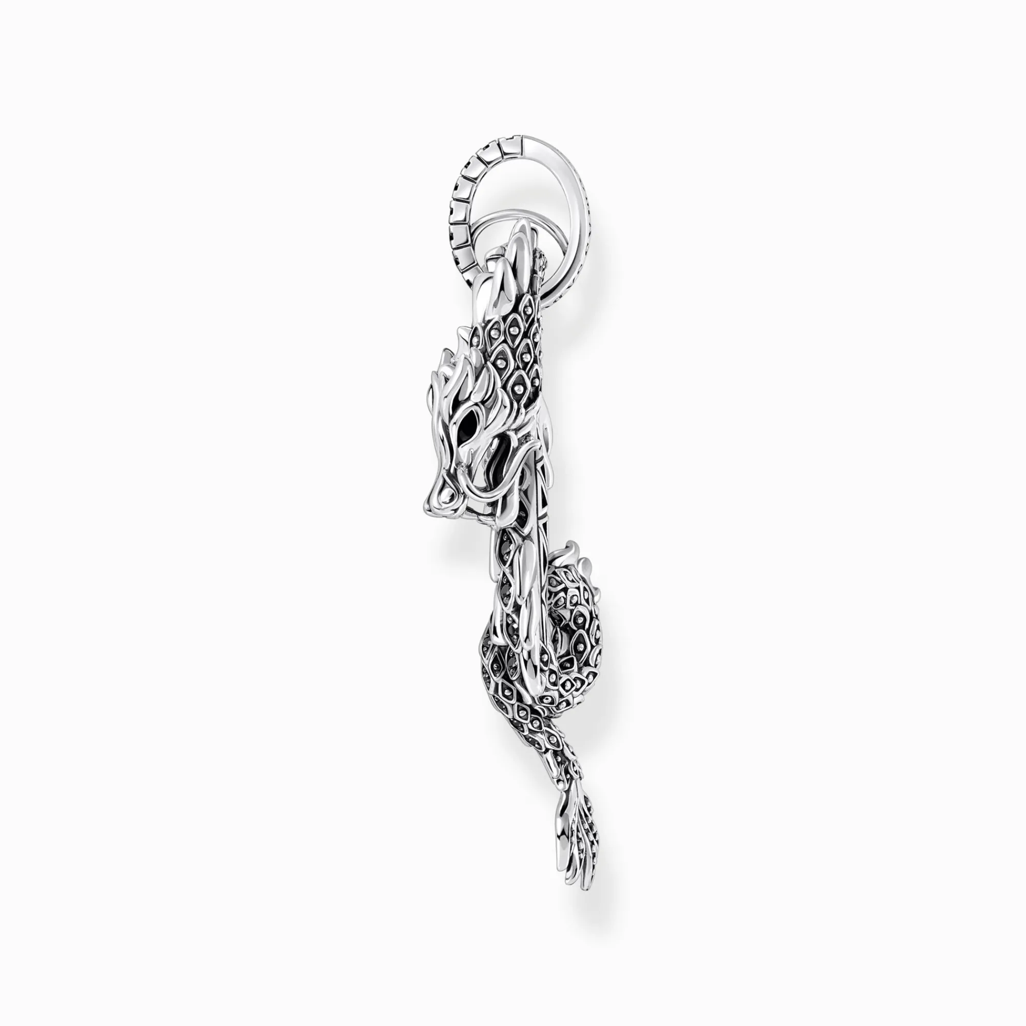 Women THOMAS SABO Pendants|925 Silver-Silver blackened dragon pendant with black zirconia