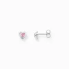 Women THOMAS SABO Ear Studs-Silver blackened ear studs in heart-shape with pink zirconia