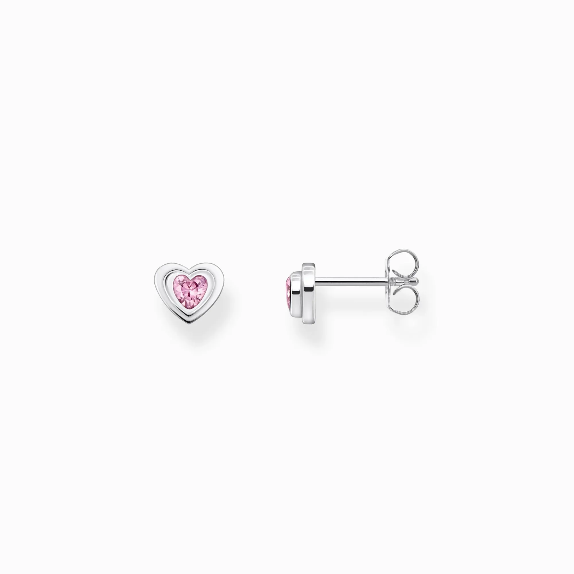 Women THOMAS SABO Ear Studs-Silver blackened ear studs in heart-shape with pink zirconia