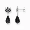 Women THOMAS SABO Earrings|925 Silver-Silver blackened ear studs with drop-shaped obsidian