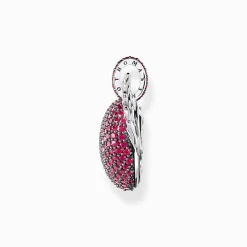 Women THOMAS SABO Pendants|925 Silver-Silver blackened heart pendant with wings and ruby red zirconia