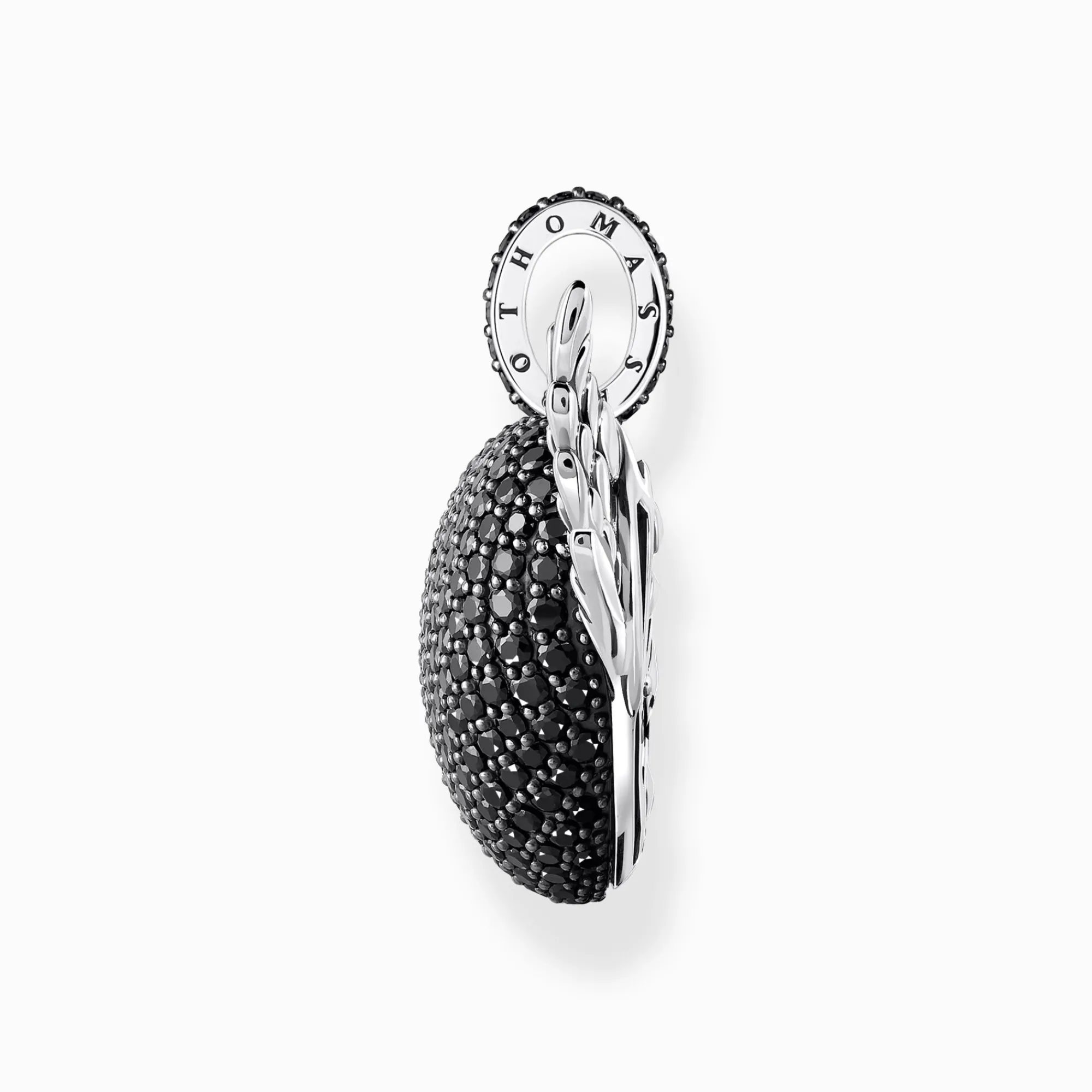 Women THOMAS SABO Pendants|925 Silver-Silver blackened heart pendant with wings and black zirconia