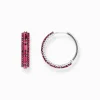 Women THOMAS SABO Hoop Earrings|925 Silver-Silver blackened hoop earrings with ruby red stones