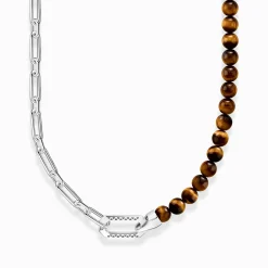 Women THOMAS SABO Necklaces|Necklaces & Chains-Silver blackened necklace with brown beads