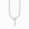 Women THOMAS SABO Necklaces|Necklaces & Chains-Silver blackened necklace with stone-studded ring clasp