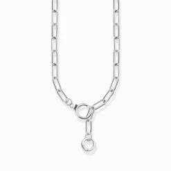 Women THOMAS SABO Necklaces|Necklaces & Chains-Silver blackened necklace with stone-studded ring clasp