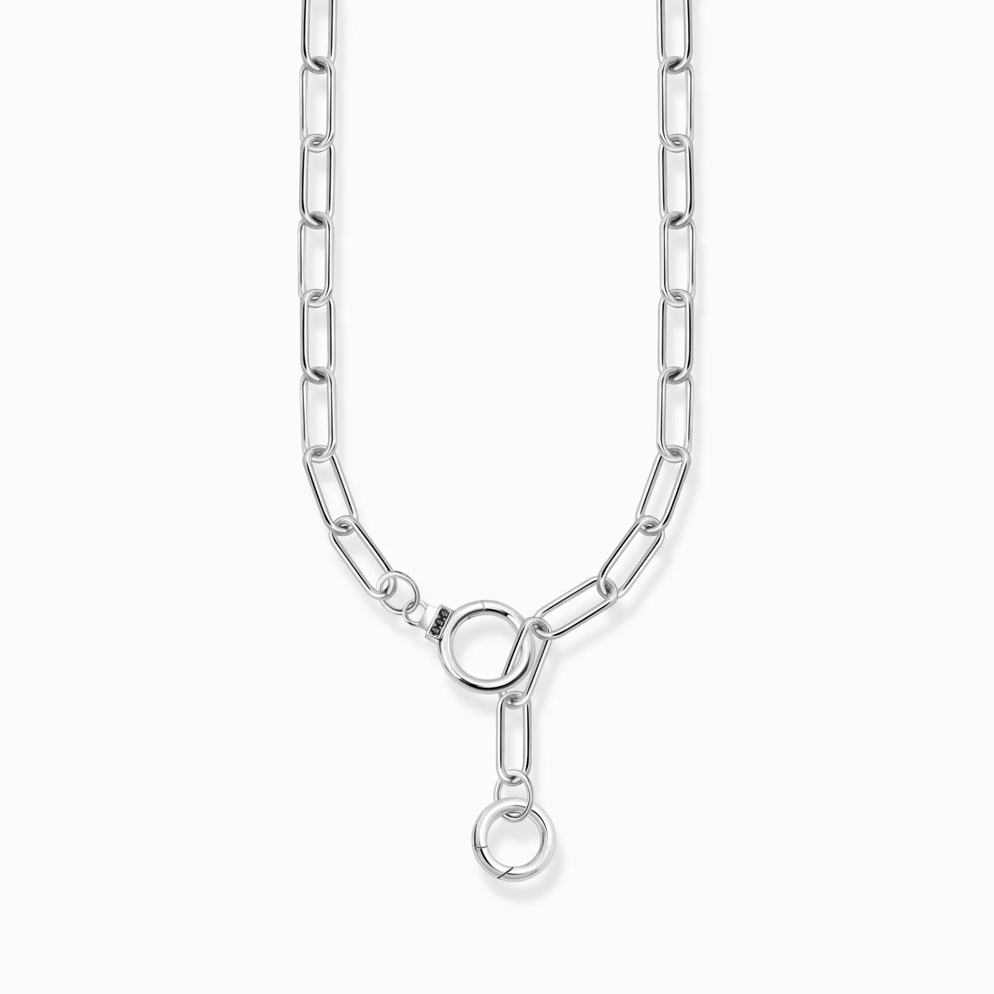 Women THOMAS SABO Necklaces|Necklaces & Chains-Silver blackened necklace with stone-studded ring clasp