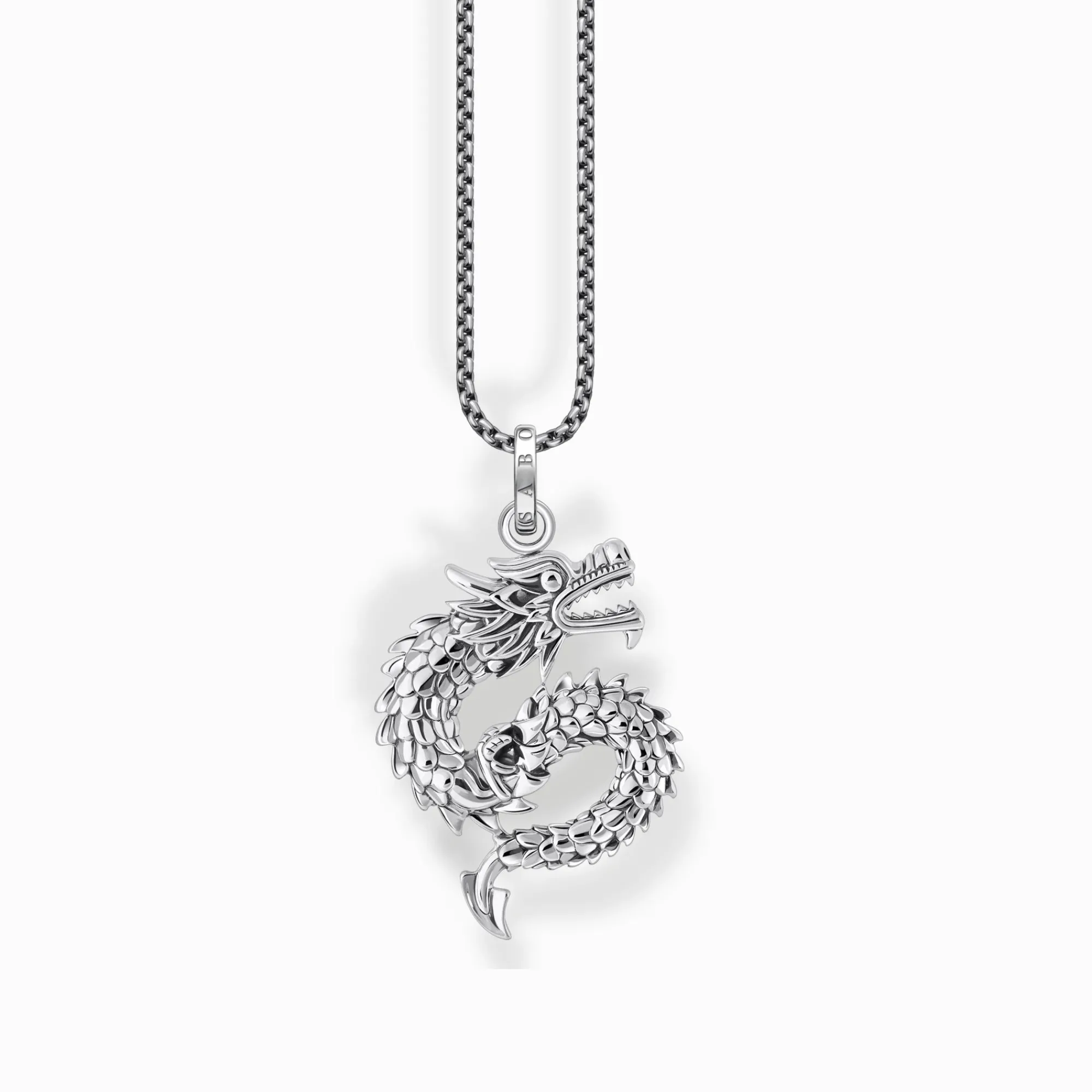 Women THOMAS SABO Necklaces|925 Silver-Silver blackened necklace with dragon pendant