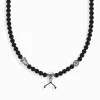 Women THOMAS SABO Necklaces|925 Silver-Silver blackened necklace with matte black obsidian beads