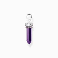 Women THOMAS SABO Pendants|925 Silver-Silver blackened pendant with imitation amethyst