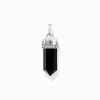 Women THOMAS SABO Pendants|925 Silver-Silver blackened pendant with onyx in hexagon-shape and stones