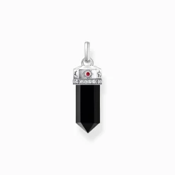 Women THOMAS SABO Pendants|925 Silver-Silver blackened pendant with onyx in hexagon-shape and stones