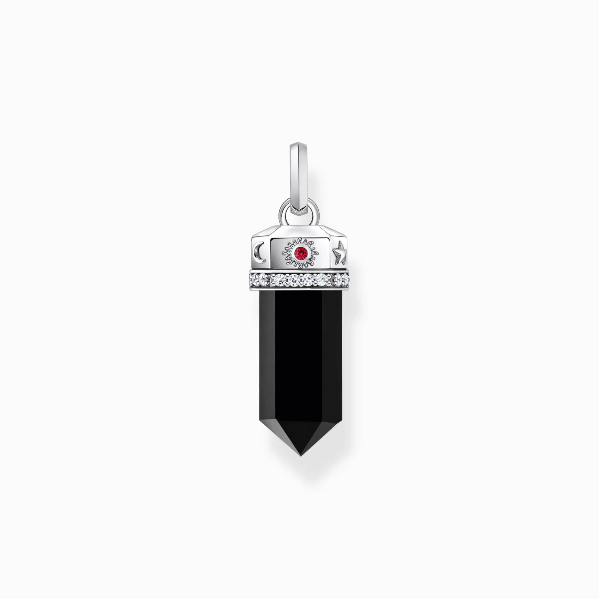 Women THOMAS SABO Pendants|925 Silver-Silver blackened pendant with onyx in hexagon-shape and stones