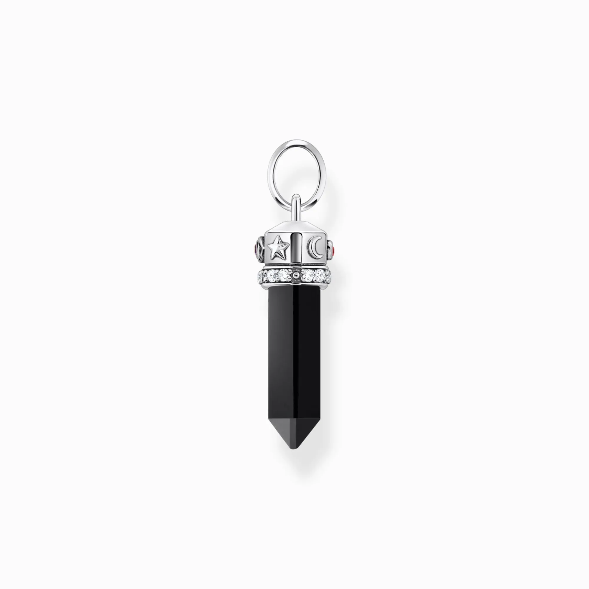 Women THOMAS SABO Pendants|925 Silver-Silver blackened pendant with onyx in hexagon-shape and stones