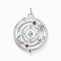 Women THOMAS SABO Pendants|925 Silver-Silver blackened pendant with half-ball and colourful stones