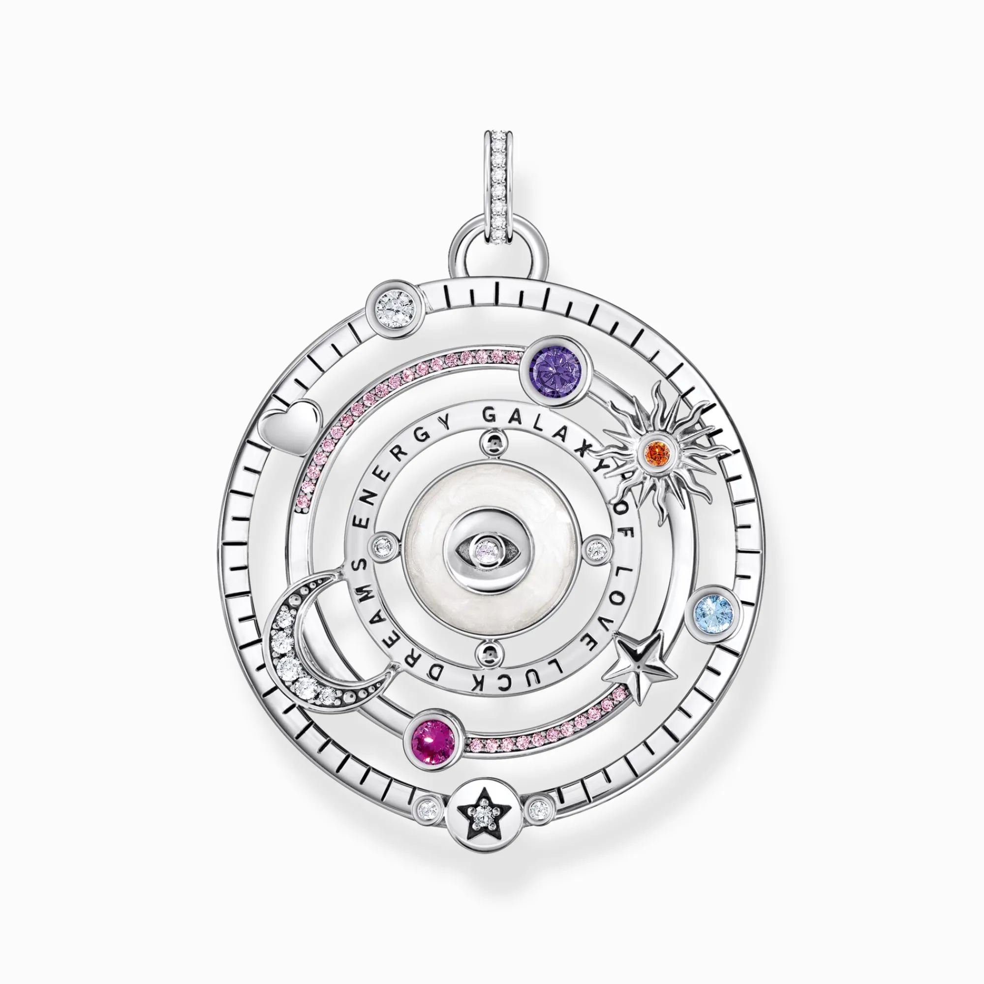 Women THOMAS SABO Pendants|925 Silver-Silver blackened pendant with half-ball and colourful stones