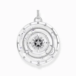 Women THOMAS SABO Pendants|925 Silver-Silver blackened pendant with half-ball and colourful stones