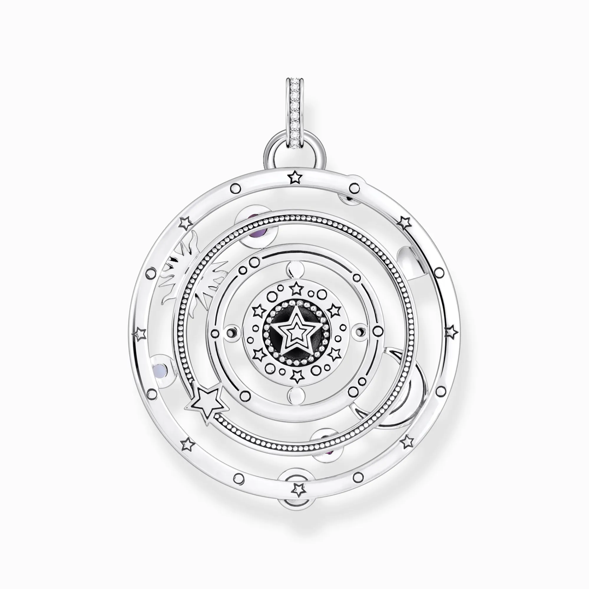 Women THOMAS SABO Pendants|925 Silver-Silver blackened pendant with half-ball and colourful stones