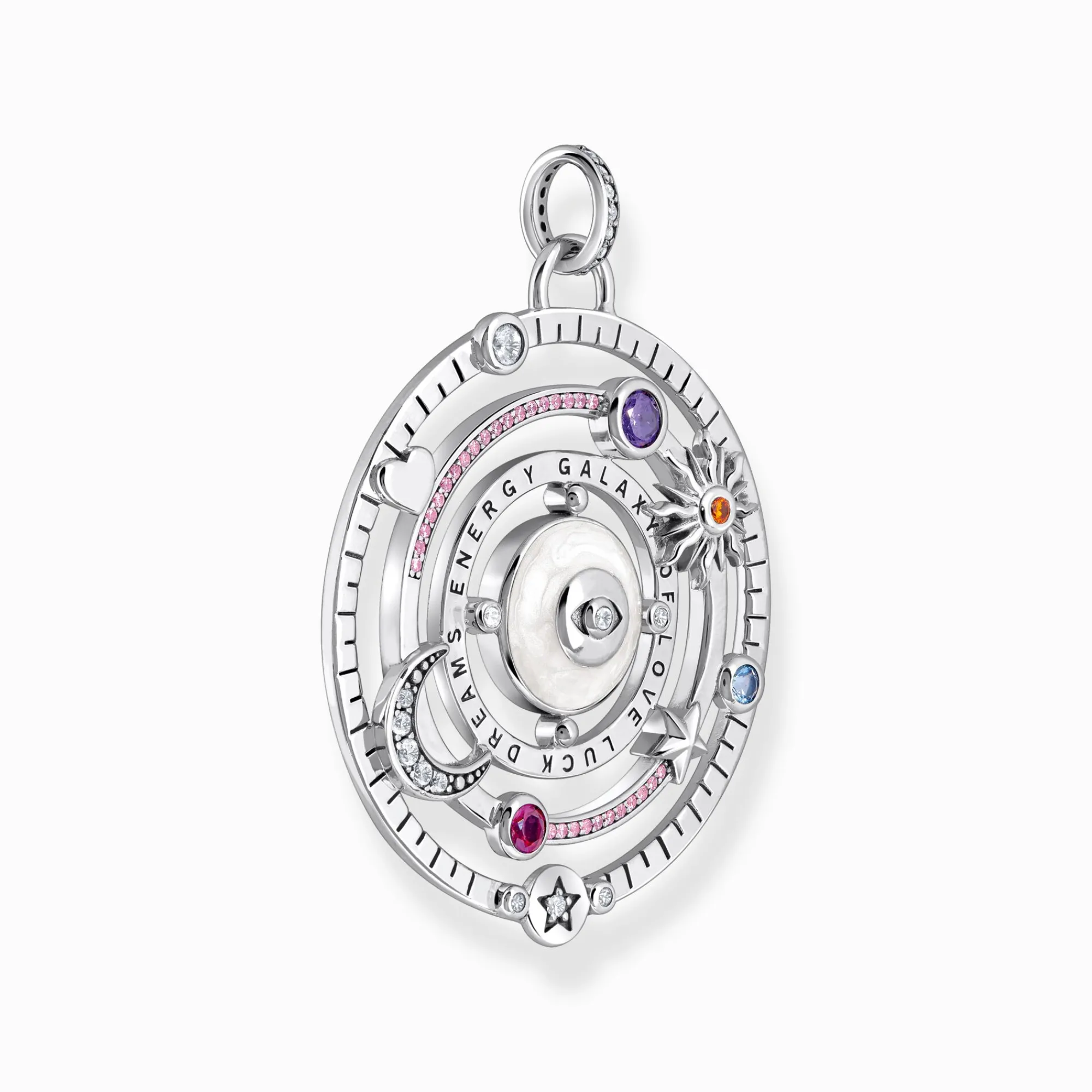Women THOMAS SABO Pendants|925 Silver-Silver blackened pendant with half-ball and colourful stones