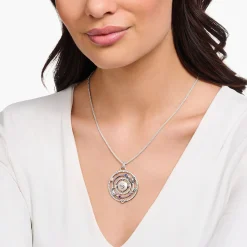 Women THOMAS SABO Pendants|925 Silver-Silver blackened pendant with half-ball and colourful stones
