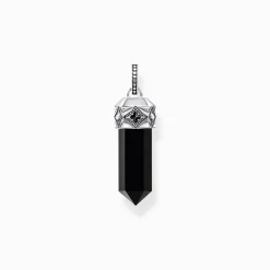 Women THOMAS SABO Pendants|Pendants-Silver blackened pendant with hexagon-cut black onyx