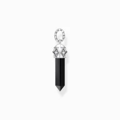 Women THOMAS SABO Pendants|Pendants-Silver blackened pendant with hexagon-cut black onyx
