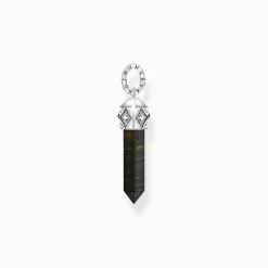 Women THOMAS SABO Pendants|Pendants-Silver blackened pendant with hexagon-cut gold blue tiger's eye