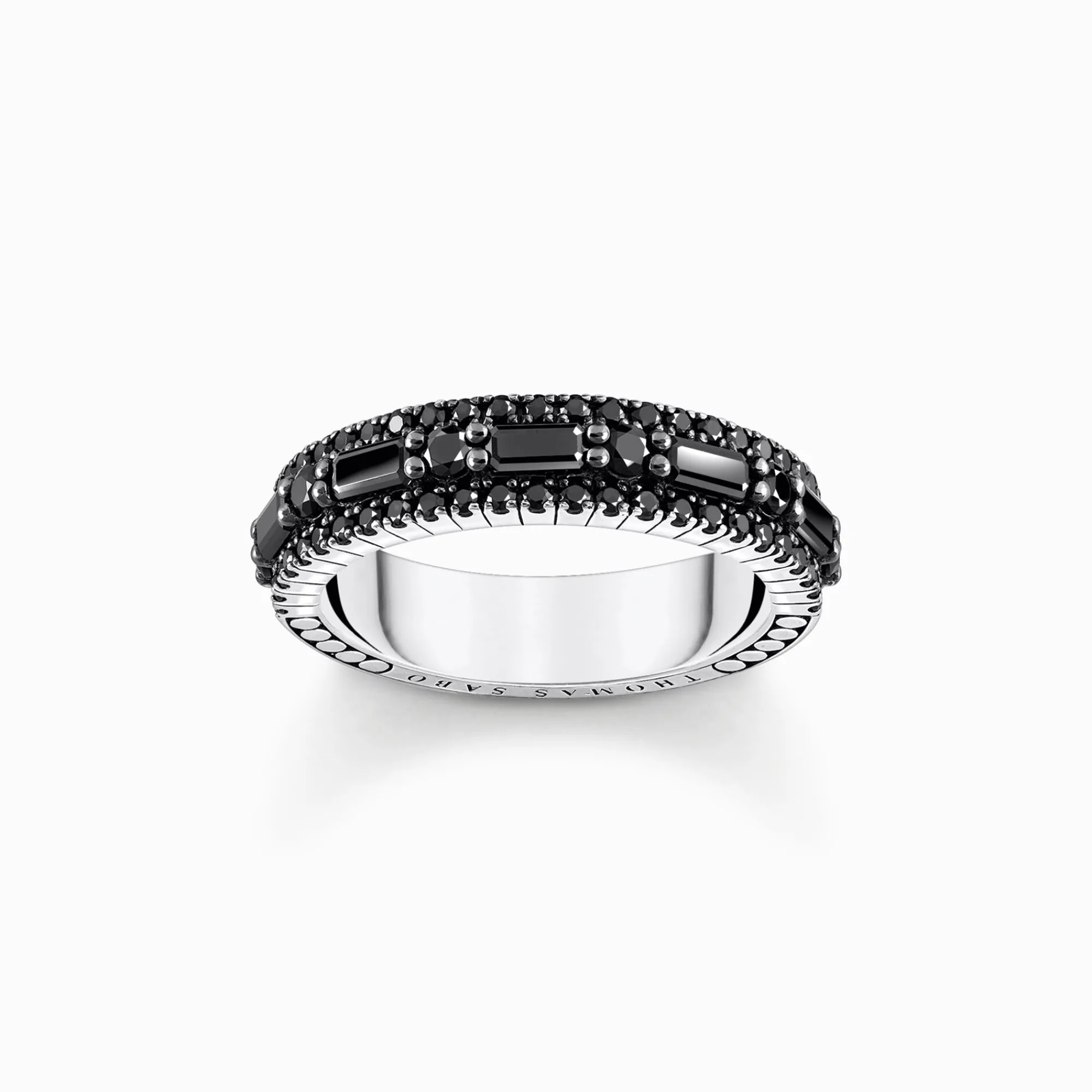 Women THOMAS SABO Rings|925 Silver-Silver blackened ring with black zirconia
