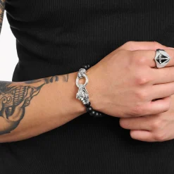 Women THOMAS SABO Rings|925 Silver-Silver blackened signet ring with black zirconia