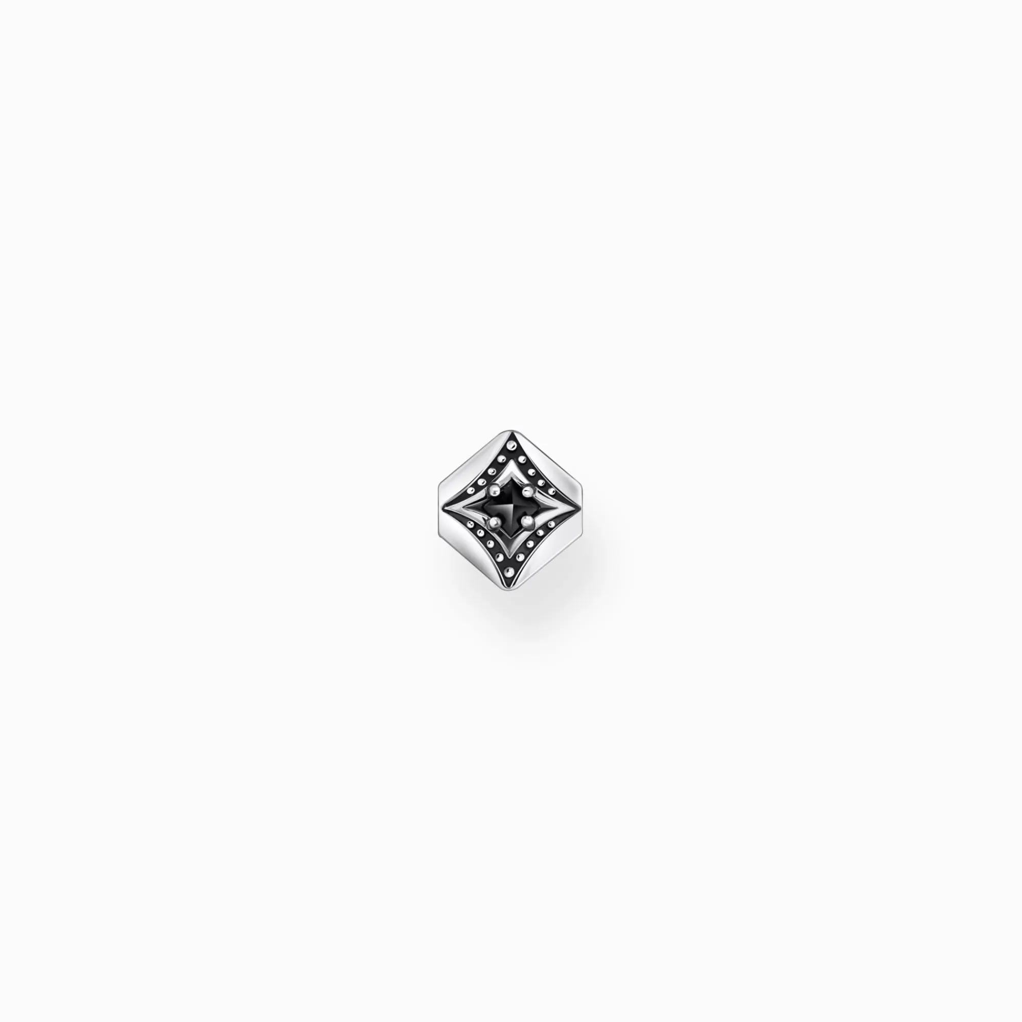 Women THOMAS SABO Ear Studs|Ear Studs & Hoops-Silver blackened single ear stud with black zirconia and pattern
