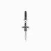 Women THOMAS SABO Hoop Earrings|925 Silver-Silver blackened single hoop earring with sword & black stones