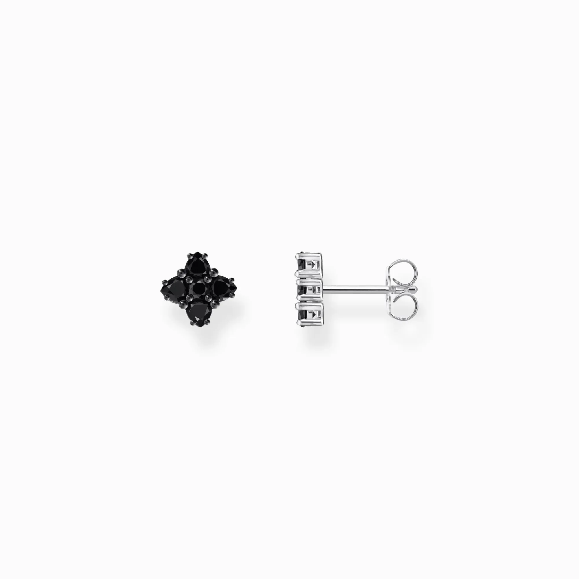 Women THOMAS SABO Ear Studs|925 Silver-Silver blackened small ear studs with black zirconia