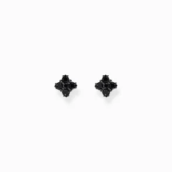Women THOMAS SABO Ear Studs|925 Silver-Silver blackened small ear studs with black zirconia