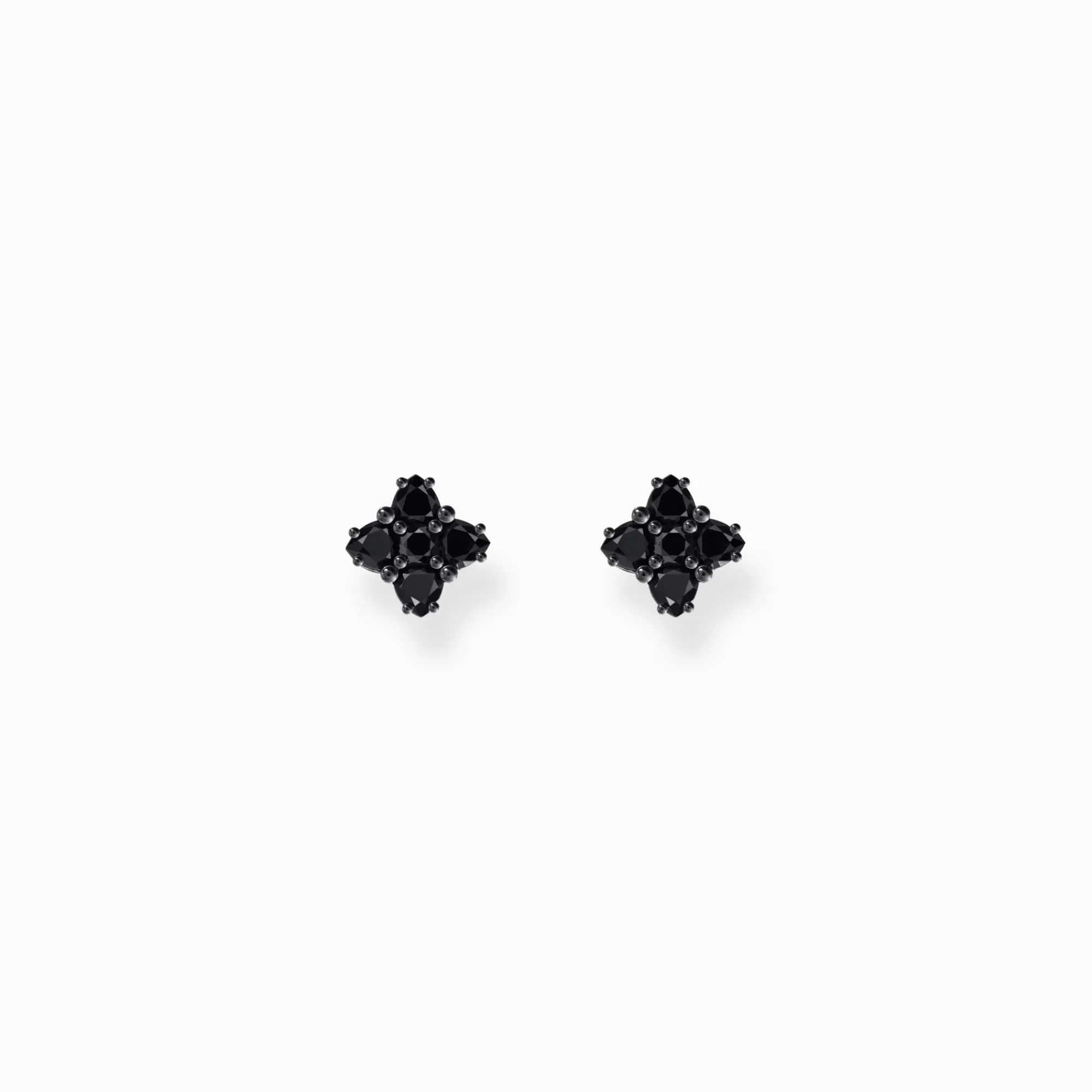 Women THOMAS SABO Ear Studs|925 Silver-Silver blackened small ear studs with black zirconia