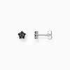 Women THOMAS SABO Ear Studs-Silver blackened small ear studs with black zirconia