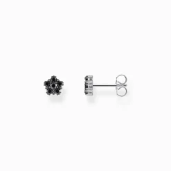 Women THOMAS SABO Ear Studs-Silver blackened small ear studs with black zirconia