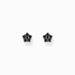 Women THOMAS SABO Ear Studs-Silver blackened small ear studs with black zirconia