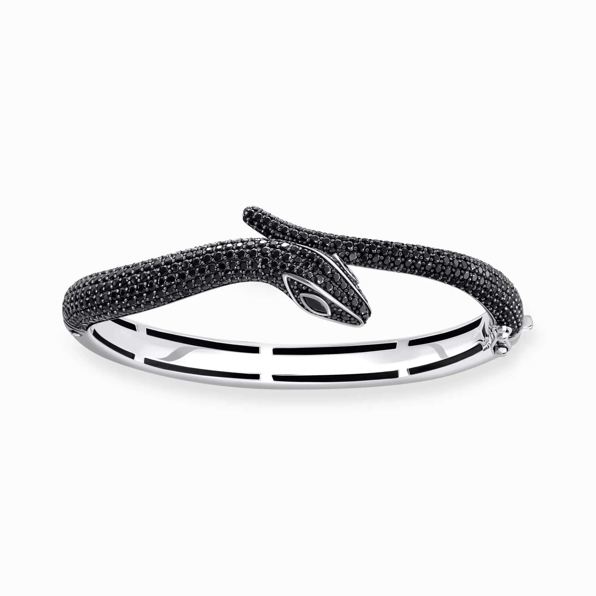 Women THOMAS SABO Bangles|925 Silver-Silver blackened snake bracelet with black zirconia