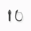 Women THOMAS SABO Hoop Earrings|925 Silver-Silver blackened snake hoop earrings with black zirconia