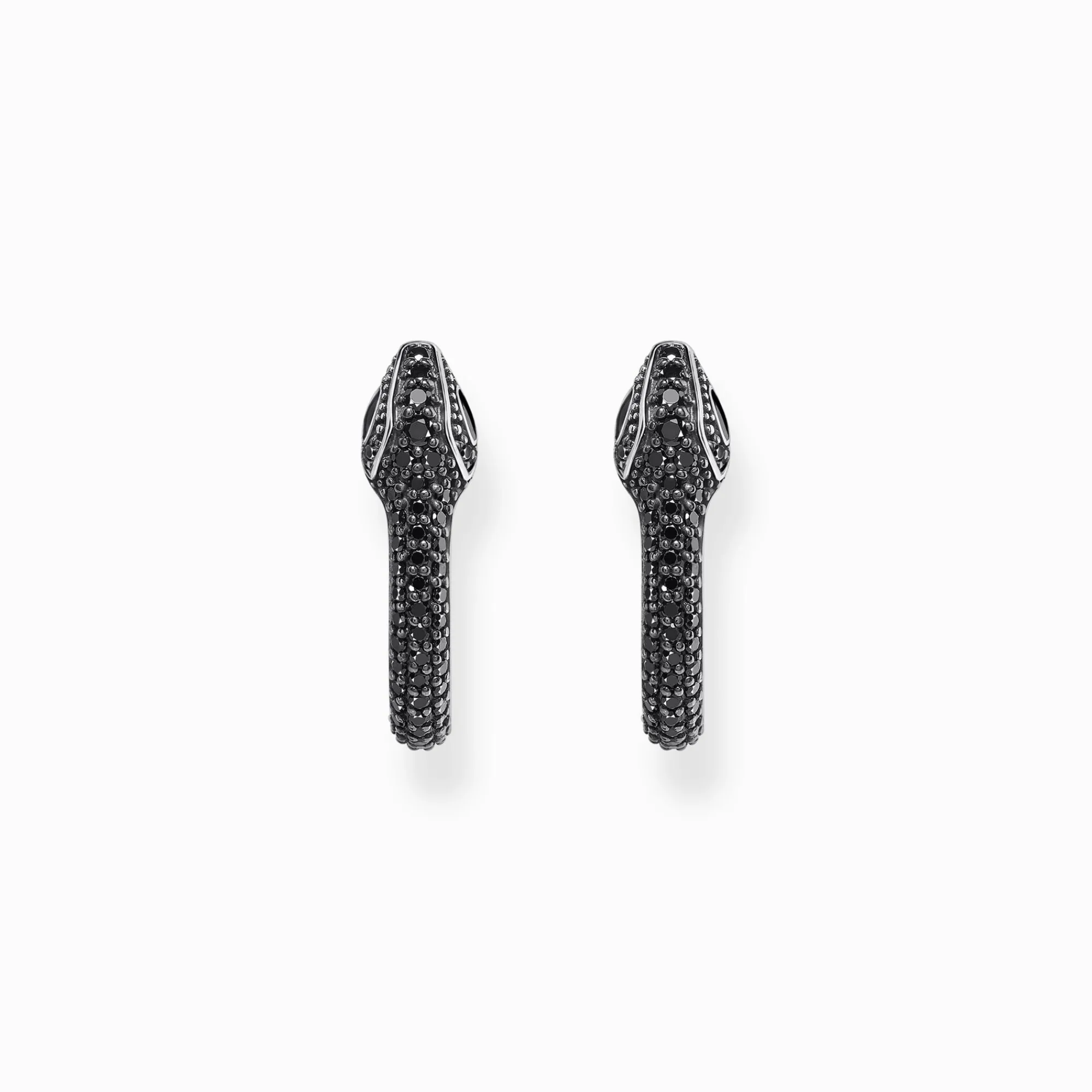Women THOMAS SABO Hoop Earrings|925 Silver-Silver blackened snake hoop earrings with black zirconia