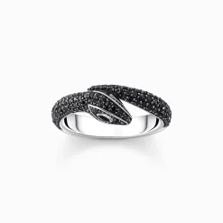 Women THOMAS SABO Rings|925 Silver-Silver blackened snake ring with black zirconia