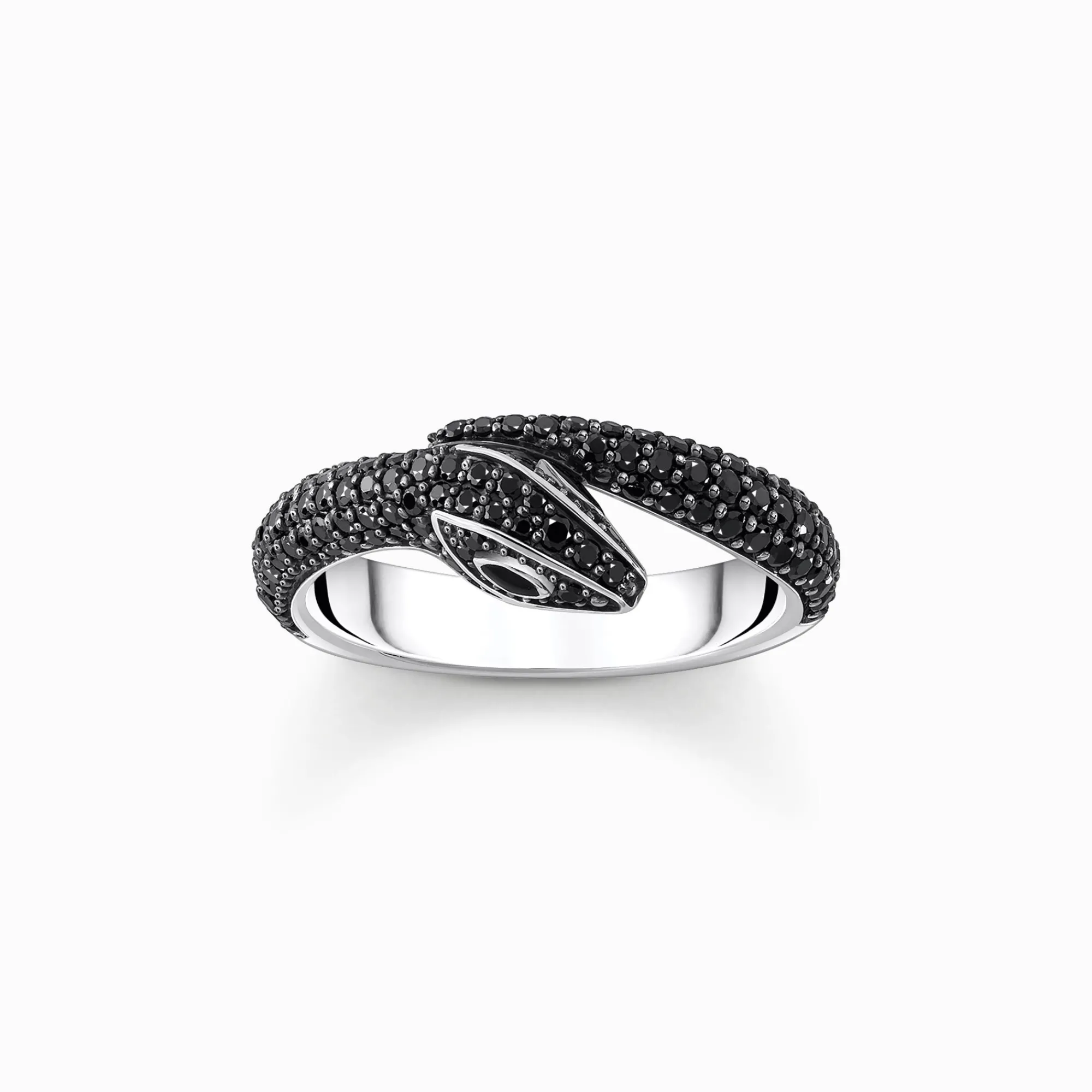 Women THOMAS SABO Rings|925 Silver-Silver blackened snake ring with black zirconia
