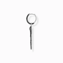 Women THOMAS SABO Hoop Earrings|925 Silver-Silver blackened snake single hoop earring with black zirconia