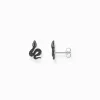 Women THOMAS SABO Ear Studs|925 Silver-Silver blackened snake small ear studs with black zirconia