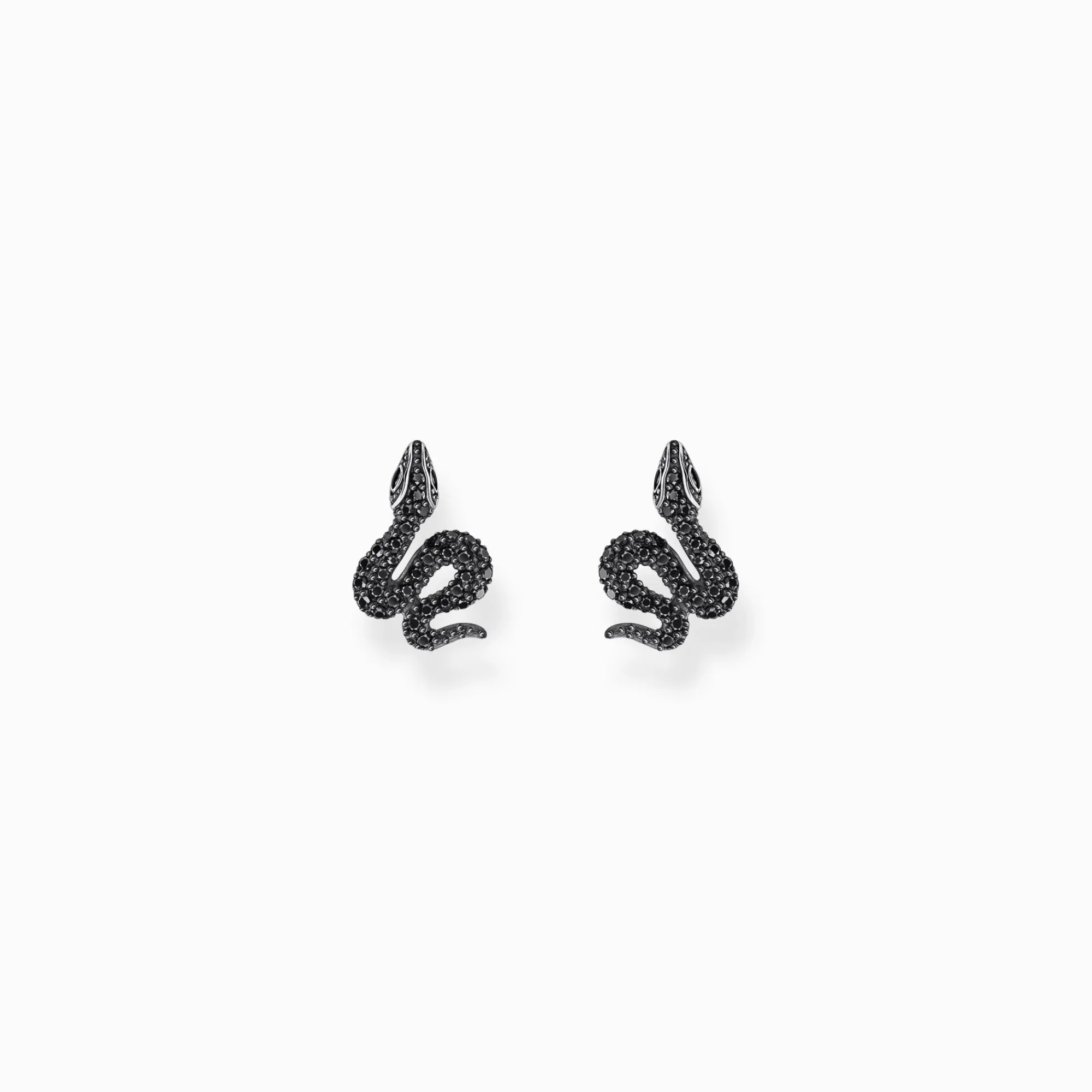 Women THOMAS SABO Ear Studs|925 Silver-Silver blackened snake small ear studs with black zirconia