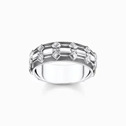 Women THOMAS SABO Rings|Rings-Silver blackenend wide band ring with crocodile detailing