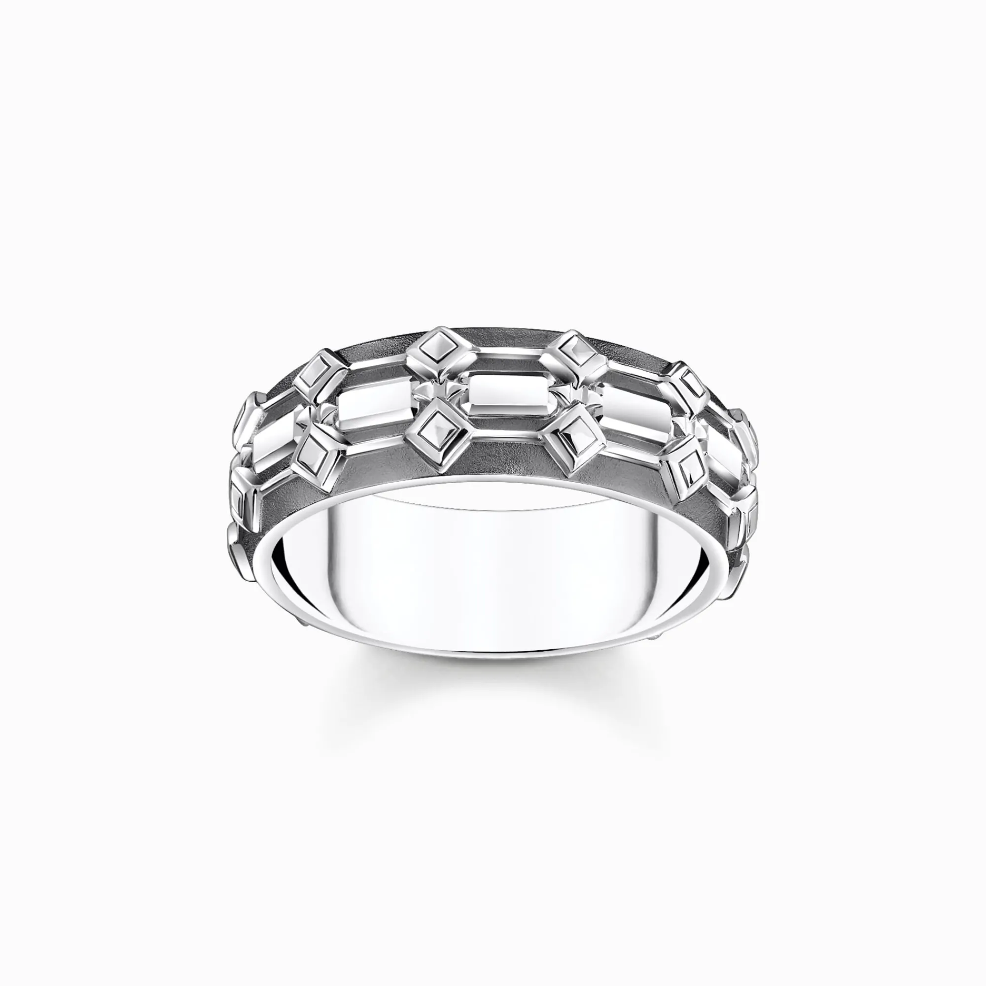 Women THOMAS SABO Rings|Rings-Silver blackenend wide band ring with crocodile detailing