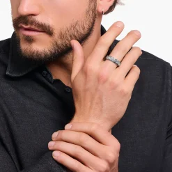 Women THOMAS SABO Rings|Rings-Silver blackenend wide band ring with crocodile detailing