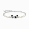 Women THOMAS SABO Bracelets|925 Silver-Silver bow bracelet with freshwater pearls Lovely Romance