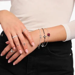 Women THOMAS SABO Bracelets|925 Silver-Silver bow bracelet with white zirconia